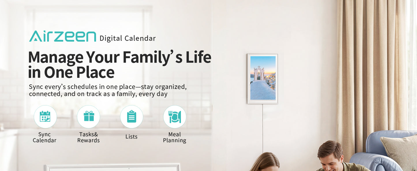 Digital Calendar Wall Touch Screen, 10.1 Inch Smart Chore Chart & Family Schedule Organizer, No Subscription Electronic Calendar for Family, Meals, Photo Display, Wall/Desk Mount, Gifts for Women Men